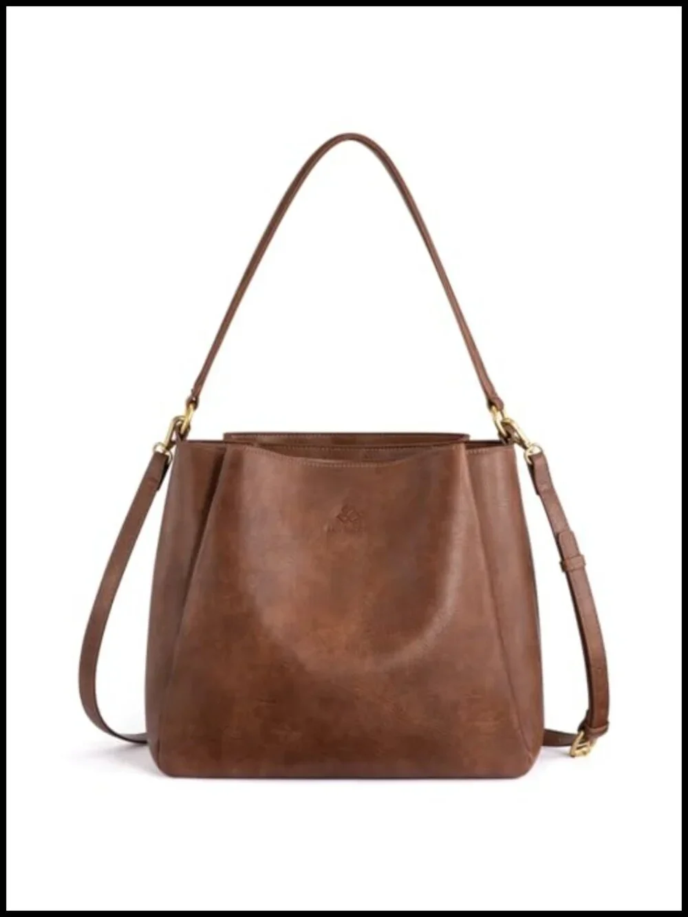 Vegan Leather Hobo Bag Triple Compartments Zippered Work Travel Purse